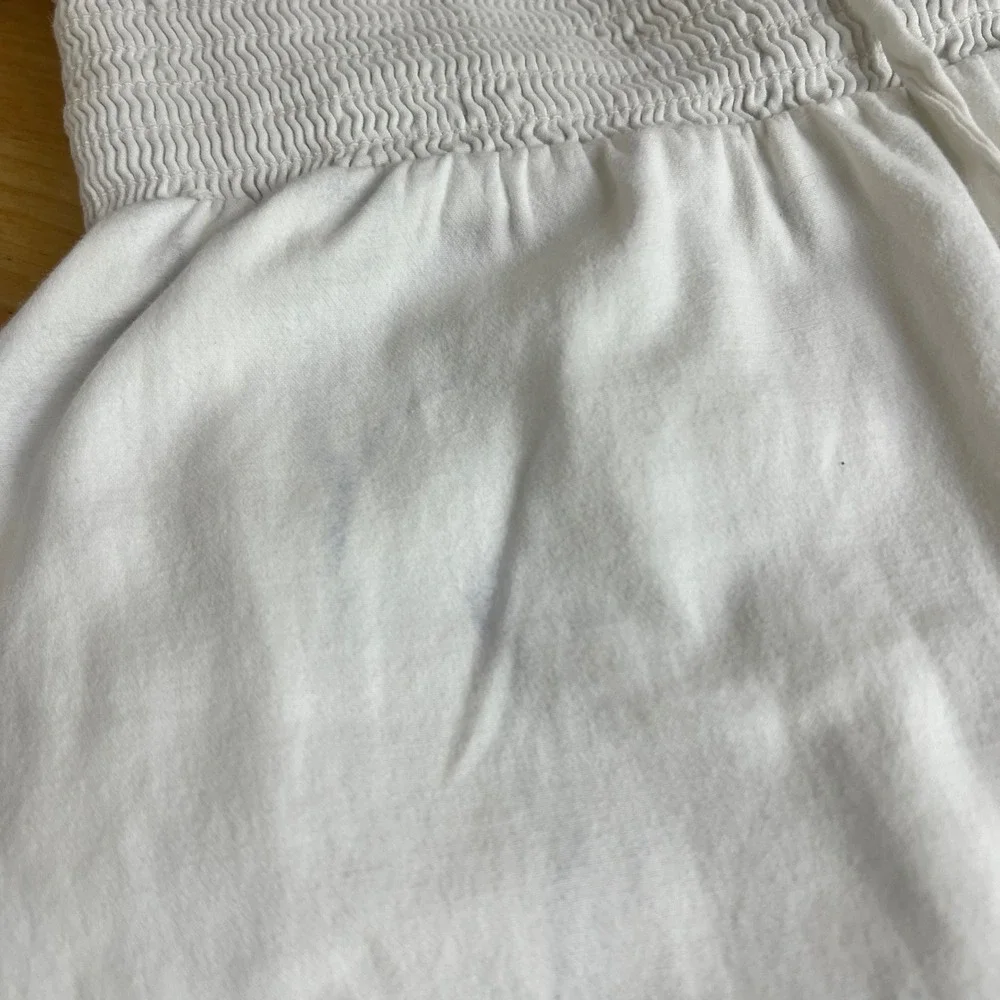 Reformation Dress Size 2 White Smocked Waist Organic Cotton Midi Milk Maid - Picture 4 of 11